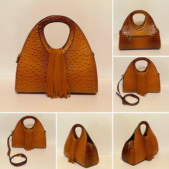 Handbags - Ostrich Faux Leather Zip Bag